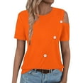 thumbnail image 7 of iHengLiXing Plus Size Spring Tops for Women 2025 Dressy Casual Women'S 2025 Summer Comfortable Solid Color Cold Shoulder Button Splicing Short-Sleeved Round Neck Top/Shirt Orange XL, 7 of 7