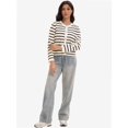 thumbnail image 6 of Women's Striped Cardigan Sweater Trendy Long Sleeve Button Down Crew neck Cardigans, 6 of 6