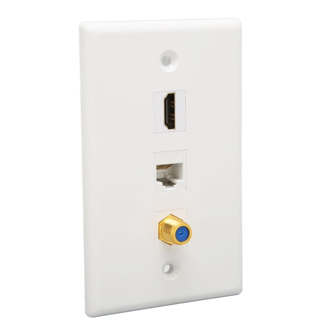 3 Port Wall Plate, Rustproof Multifunction Plug And Play HD Multimedia Interface Ethernet Wall Plate CAT6 Neat Appearance For Computers For HDTV