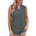 thumbnail image 1 of Women Sleeveless Blouse Ruffles Button V Neck Vest Casual Tops, 1 of 8