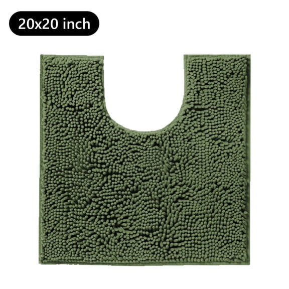 Hengbo Chenille U-Shaped Mat Toilet Counter Rug 20 x 20 inch Bathroom Rug Bathroom Mat Extra Soft Bathroom Rugs Bathroom Water Absorbent Machine Washable Olive Green