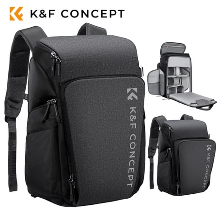 K&F CONCEPT Camera Bags Backpack, Waterproof 25L Large Capacity Camera Case with Raincover for Travel, Photographers,15.6 Inch Laptop