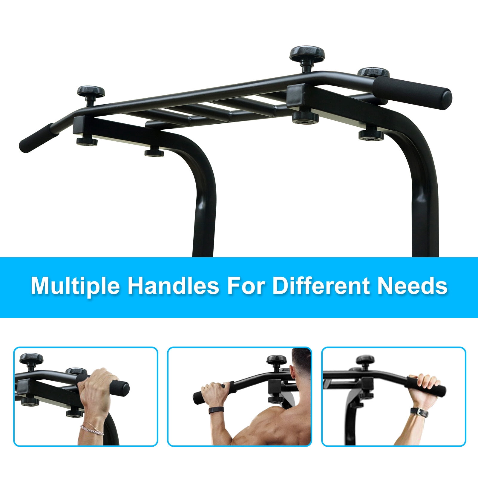 Power Tower Pull Up Bar & Dip Station, Adjustable Height Home Gym Equipment for Strength Training (44.88"L x 47.24"W x 90.55"H)