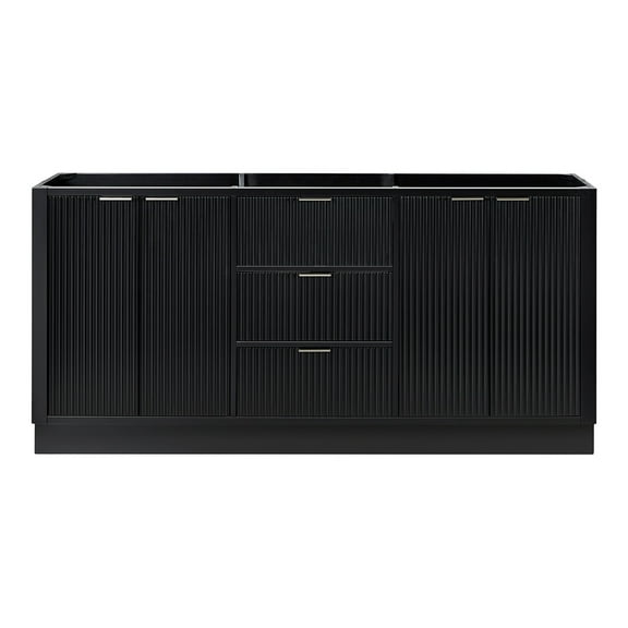 ARIEL Milan 72 Inch Double Sink Base Cabinet in Black
