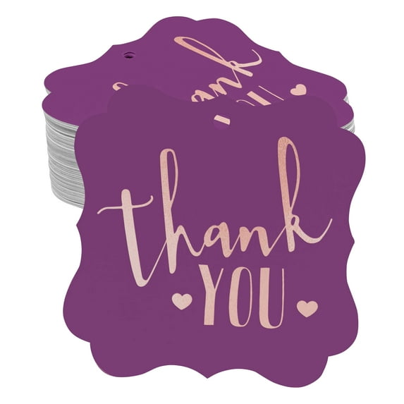 Inkdotpot Thank You Bridal Shower-Baby Shower-Retirement-Wedding-Birthday Bottle Tag Real Rose Gold Foil Favor Bracket Shape Hang Tags Pack Of 100