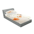 thumbnail image 2 of Ambesonne Animal Fitted Sheet & Pillow Sham Set, Traditional Spotted Koi Fish, Twinxl, Orange Beige, 2 of 2