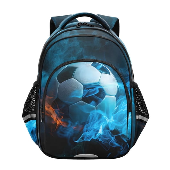 ALAZA Soccer Ball with Fire School Backpack Elementary Bag Bookbag Travel Rucksack