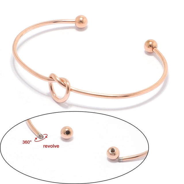 Pulsera de nudo de amor de acero inoxidable de 2 mm de espesor, pulsera abierta en forma de corazón, pulsera con nudo, brazalete, joyería