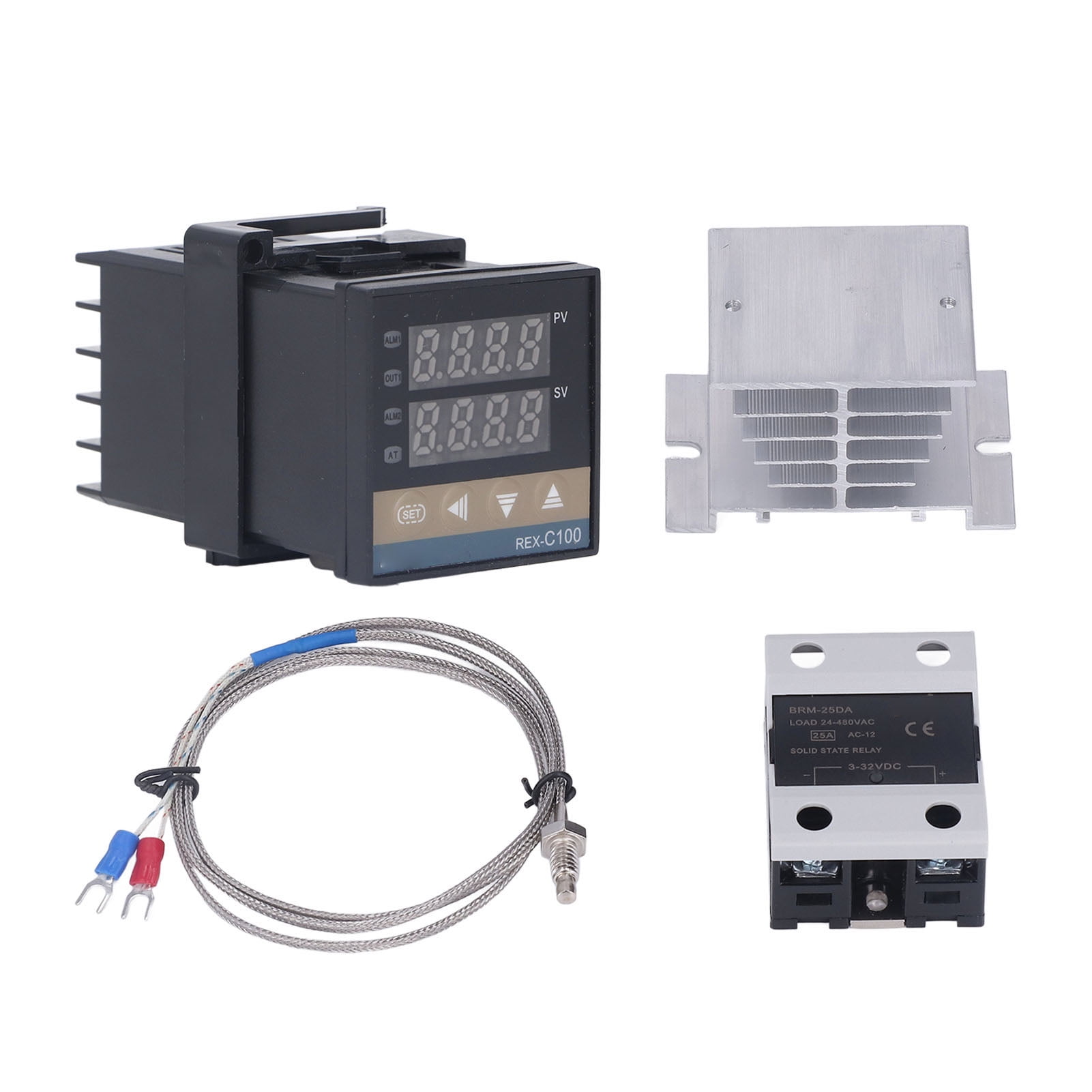 PID Temperature Controller, K Thermocouple White Heat Sink Digital PID ...