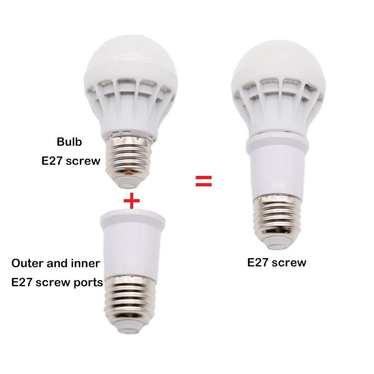 E27 à E27 Support d'ampoule Silver Tone White Adapter Extender