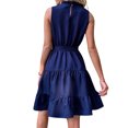 thumbnail image 4 of ZAXARRA Femmes une-Ligne Robe Sans Manches Cou Froncé Casual Partie Robe Courte d'Été avec Ceinture, 4 of 5