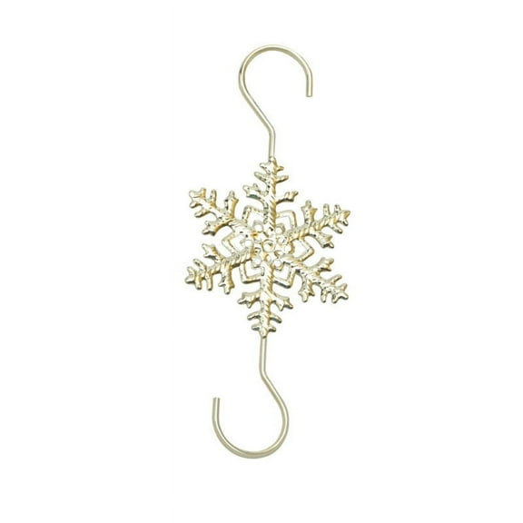 EGYMEN 10pcs Christmas Ornament Hooks - Elegant Gold and Snowflake Design, Sturdy Metal S-Hooks for Hanging Decorations