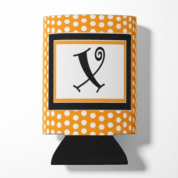 Letter X Initial Monogram - Orange Polkadots Can or Bottle Hugger