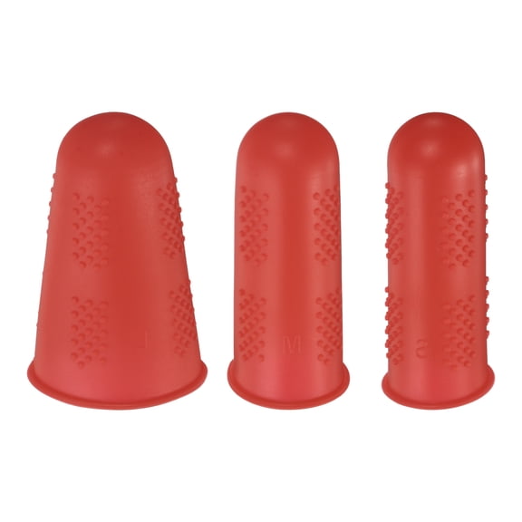 Uxcell 9Pcs Protectores de dedos de goma de silicona 3 tamaños rojo