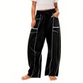 thumbnail image 2 of ZVAVZ Tween Girls Barrel Sweatpants Drawstring Wide Leg Lounge Pants Baggy Waist Contrast Patchwork Sweat Pants with Pockets Black,140, 2 of 6