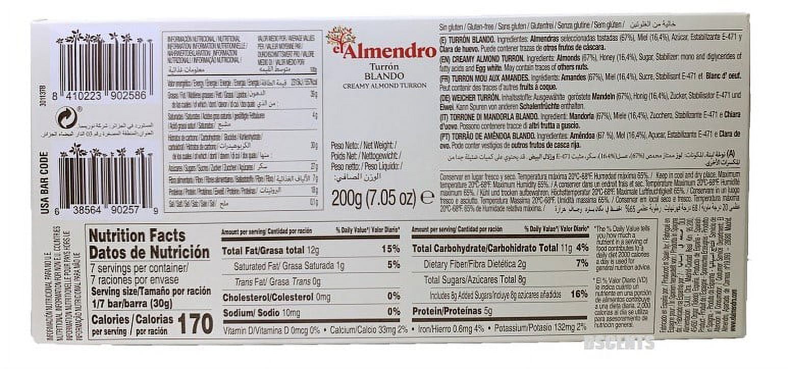 El Almendro Turron Blando Soft Spanish Turron Roasted Almonds and Honey 7.05oz.