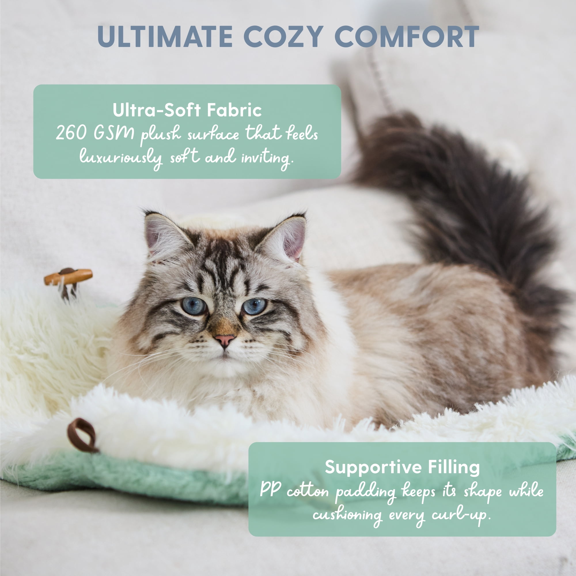 The Cat Ladies Self-Warming Heated Cat Bed Mat, Reversible Comfortable Design - Light Green