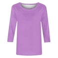 thumbnail image 5 of bnaln Women's Tops 3/4 Sleeve T Shirts Casual Summer Tops Elegant Tunic Blouses Solid Color Crewneck Loose Dressy Pullover Plain Sweatshirts Basic Tees Plus Size Shirts Holiday Tshirts, 5 of 5