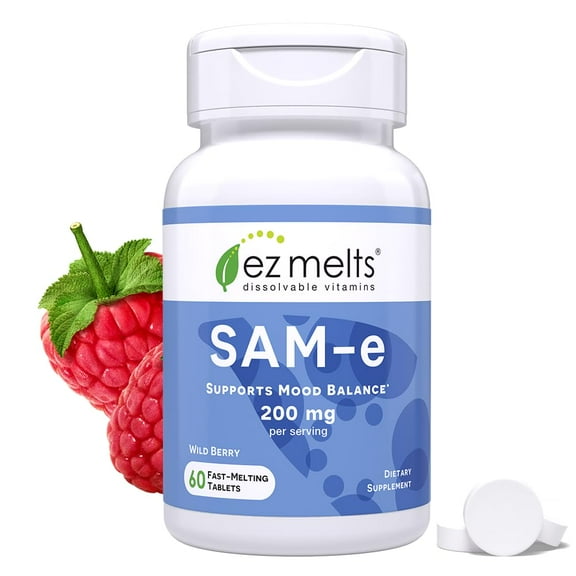 EZ Melts Dissolvable SAM-e Supplement 200 mg, Sugar-Free, 1-Month Supply - 1 Pack