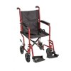 Healthline Trading 19" Lightweight Transport Wheelchair W/swingaway Legrests and Seat Belt, Red