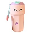 thumbnail image 1 of Botella de agua de acero inoxidable de 450 ml con aislamiento de doble pared de primera calidad para bebidas calientes, color rosa, 1 of 8