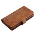 thumbnail image 5 of Feishell for Apple iPhone 13 Pro Wallet Case with Wrist Strap,for Women Men,Luxury PU Leather Zipper Pocket Magnetic Clasp Folio Flip Holder ID Credit Card Slots Shockproof Phone Cover,Brown, 5 of 13