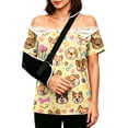 thumbnail image 2 of OIOLOYJM Post Shoulder Surgery Shirts for Women Cute Print Tear Away Recovery Comfortable Full Open Side Snap T Shirts with Pocket Short-Sleeve Adaptive Chemo Port Lounge Clothing Yellow S, 2 of 7