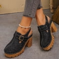 thumbnail image 3 of Rokment Womens Vintage Clogs Dress Sandals 2026 Spring Summer Casual Leather Hollow out Buckles Closed Toe Platform Chunky Block High Heels Slingback Pumps Black Size 7, 3 of 7