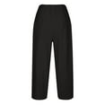 thumbnail image 5 of Babcutegg Womens Capris Wide Leg Elastic Waist Side Pockets Women's Clothes Black, 5 of 5