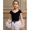 thumbnail image 5 of Vine Girls Ballet Leotards Toddler Dance Dress Tutu with Skirt Dance Leotards Outfit Combo Puff Sleeves for 3-11 Years,Black, 5 of 8