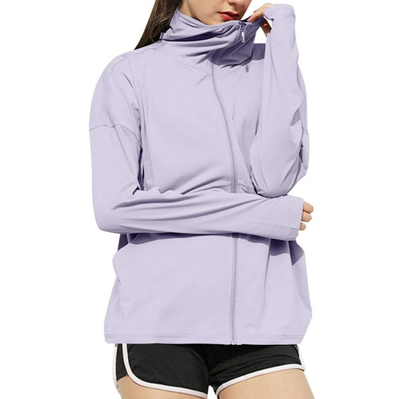 Stamzod Spf Shirts for Women Long Sleeve Plus Size Sun Shirt Summer Solid Color Athletic Jacket Women Casual Loose Sweatshirts for Hiking Fishing Running Purple XL