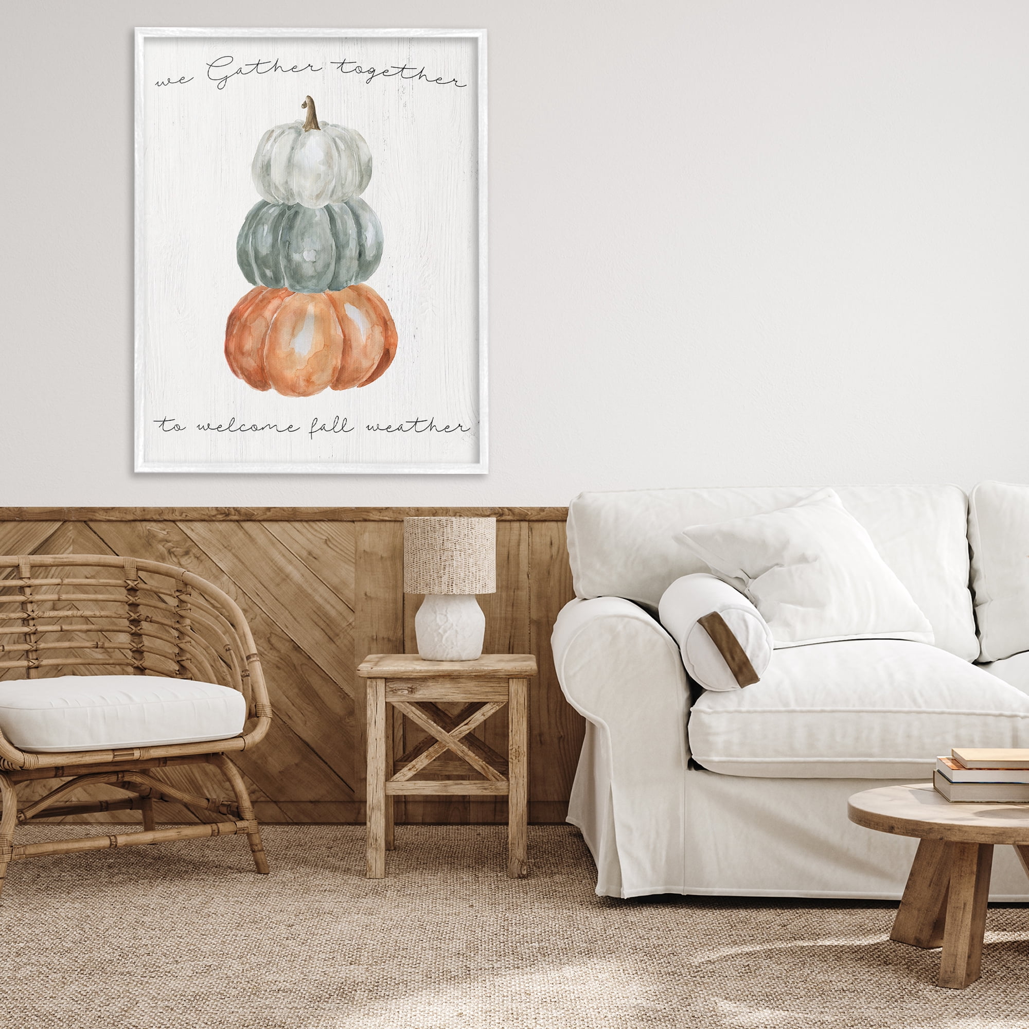 Stupell Industries Gather Together Fall Weather White Framed Giclee Art, design by Livi Finn