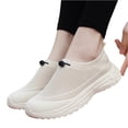 thumbnail image 3 of Wide Slip On Shoes for Women Womens Volleyball Shoes Lightweight Breathable Mesh Non-Slip Rubber Sole Arch Support Cushioning Flexible Comfort Fit for Nurses Gym Walking Tennis Wear,Beige 36(US-5.5), 3 of 4