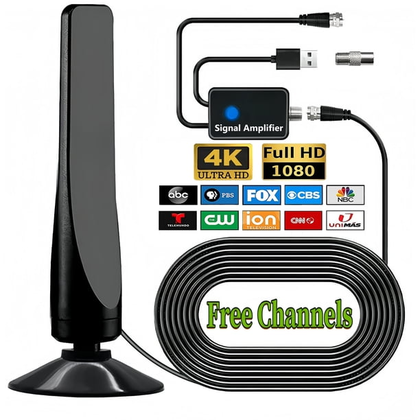 Antenas de TV Digital, Antena de TV HD de Largo Alcance para TV Inteligente en Interiores, Antena de TV Portátil para Canales Locales, Amplificador de Señal para TV