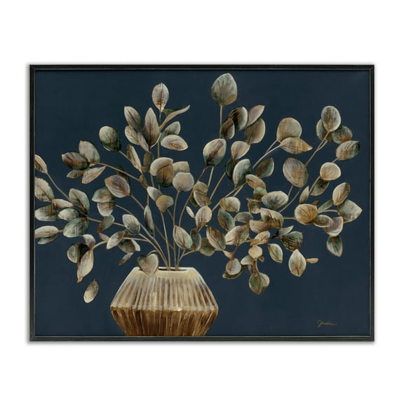 Stupell Industries Rustic Eucalyptus Leaves Botanical & Floral Painting Black Framed Art Print Wall Art, 14 x 11