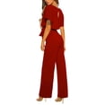 thumbnail image 2 of Pantalon à Jambes Larges Femme Été Manches Courtes Combinaison Col Rond Taille Haute Combinaison à Jambes Larges avec Ceinture Femme, 2 of 4