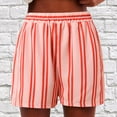 thumbnail image 2 of Riforla Women's Fashion Striped Casual Elastic Waist Pocket Shorts for Women Red L, 2 of 7