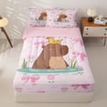 thumbnail image 3 of Homewish Cute Capybara Duck Zipper Twin Comforter Sets with Fitted Sheet and 2 Pillowcases,Dreamy Bow Flowers Zipper Bedding Set for Boy Girls,4-Piece,Pink Reversible, 3 of 6