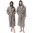 thumbnail image 1 of 2Pcs Couple's Terry Cloth Robe Hooded Bathrobes 100% Cotton Turkish Towel Robe Lightweight with Embroidery, 1 of 6