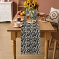 thumbnail image 3 of Table Runner - 70 Inch Long, Vintage Flower Kitchen Dining Table Runner Dresser Scarves, Yellow Spring Floral Leaf Pastoral Birds Navy Blue Farmhouse Decor for Coffee Tables Wedding Party Banquet, 3 of 8