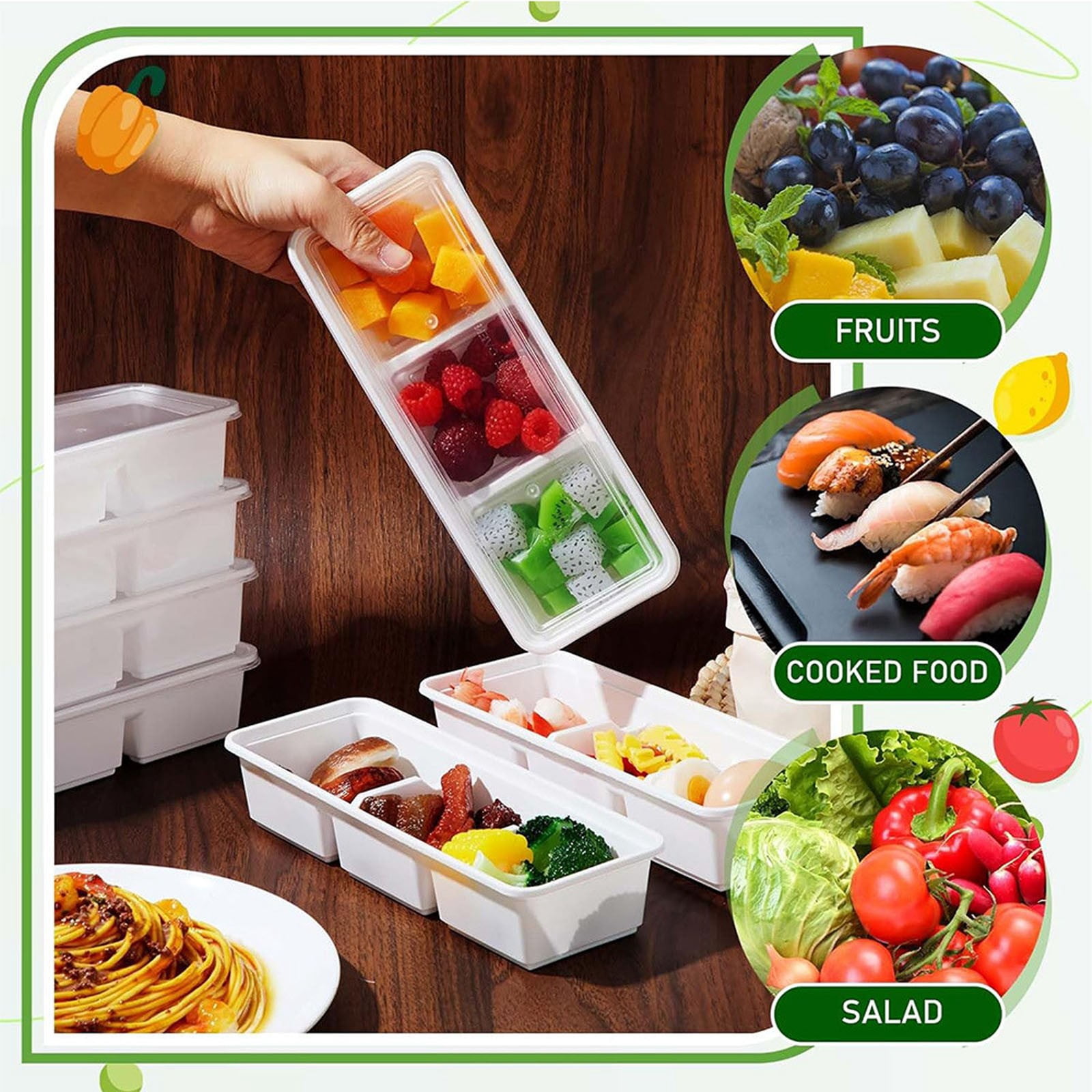 25 Pack 17 oz Small Meal Prep Containers with 3 Compartments Snack Containers with Lid Disposable Plastic Bento Box Travel Lunch Food Boxes Stackable for Office Picnic,Clear,8.8x3.3"