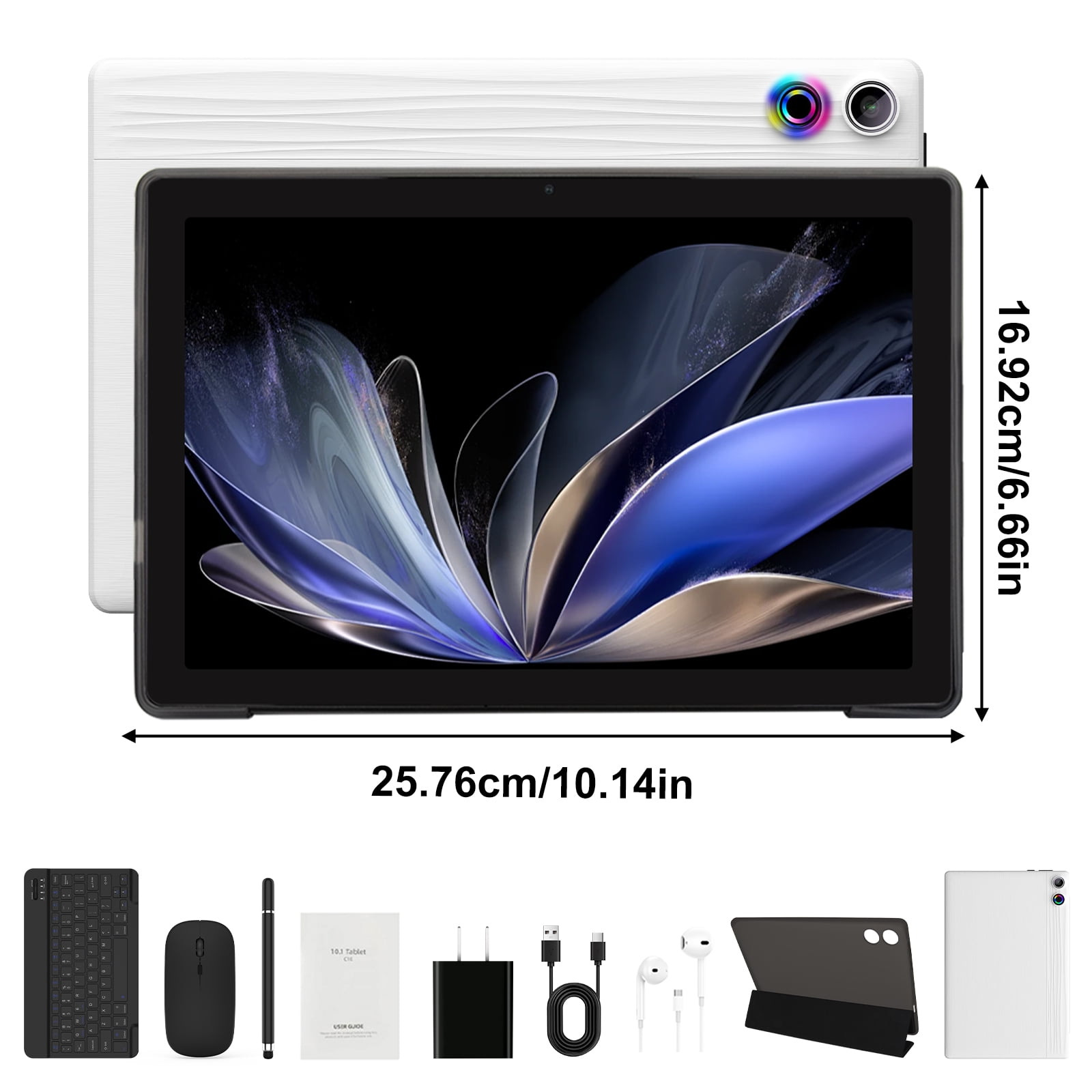 11 inch Tablet Android 14 Octa-Core, 14GB RAM+64GB ROM (TF 1TB), 6800mAh, Widevine L1, WiFi 6, 8 in 1 Tablet with Keyboard, Mouse, Protective Case, Stylus, Headset, Charger- White