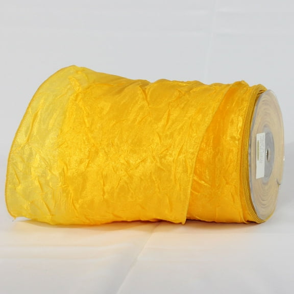 The Ribbon People Yellow Crinkled Solid Wired Craft Ribbon 6" x 27 Yards