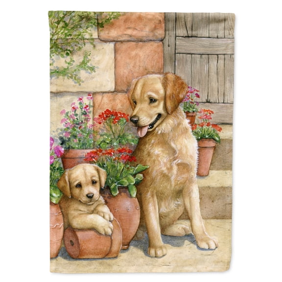 Carolines Treasures CDCO0383CHF Father and Son Yellow Labrador Flag Canvas House Size  Large multicolor