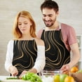 thumbnail image 3 of Black Gold Wave Marble Pattern Apron-Garden Aprons for Women with Pockets-Cotton Linen Waterproof Kitchen Cooking Gardening Aprons Adjustable for Kitchen,Cooking,BBQ and Salon 33x27 Inch, 3 of 7