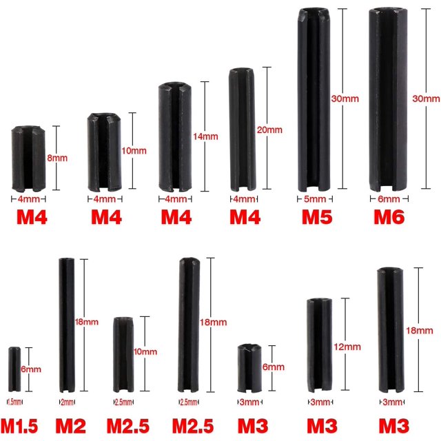 390PCS Surtido de rodillos, M1.5 M2 M2.5 M3 M4 M5 M6 Ranura de resorte LingWen 8390613753434