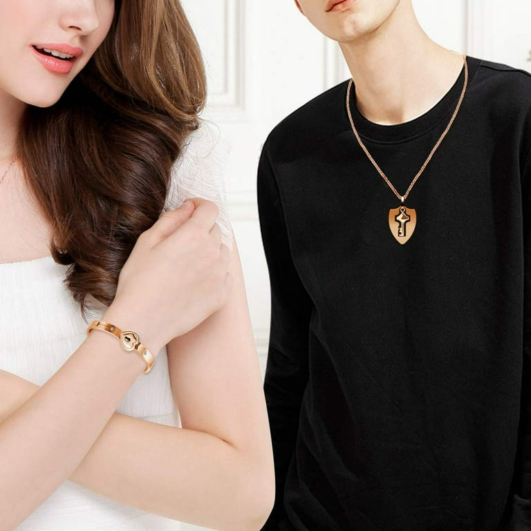 Heart bracelet and shield key deals necklace