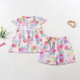 thumbnail image 2 of KPOPLK Toddler Girl Clothes Summer Kids Cute Print Outfits Ruffle Tee Tops Shorts 2-Piece Set 6 Months - 14 Years Size 11-12 Years,Watermelon Red, 2 of 4