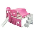 thumbnail image 4 of Tensun Full-Size Loft Bed with Slide and Storage Stairs, Wooden Bunk Frame with Pink Tent and Tower, Playhouse Design for Kids and Teens, Boys and Girls Bedroom, No Box Spring Required, Pink, 4 of 5