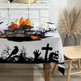 thumbnail image 2 of Halloween Tablecloth Rectangle 60x104 Inches - Crows and Castle Halloween Decorations for Party - Spooky Halloween Table Cloth Pumpkins Halloween Decor for Home, Party, 2 of 6
